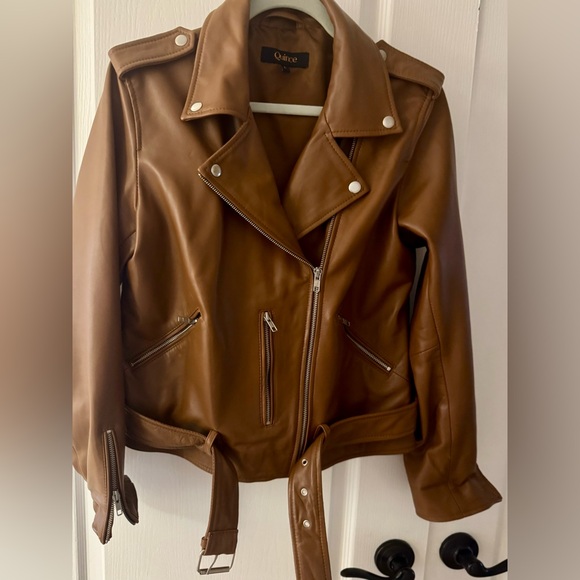 Quince 100% Leather Motorcycle Jacket – Cognac – Size Large - Picture 4 of 6